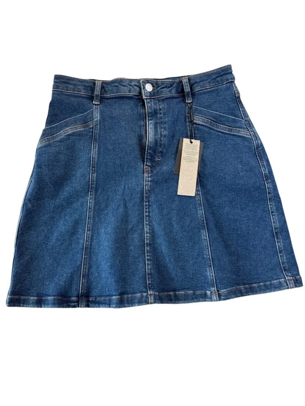 TOMMY JEANS Seam Detail Mini Skirt~Size 31~Denim Medium Wash NWT L17 10